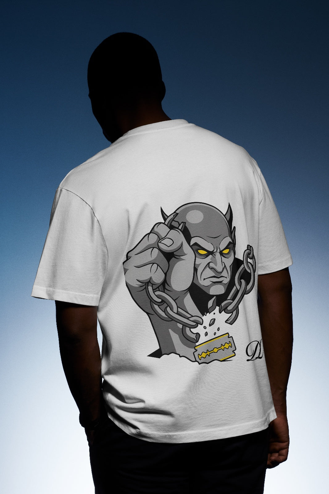 TSHIRT "white" STOP THE DRUGS X DAVIDE LACERENZA davanti e dietro