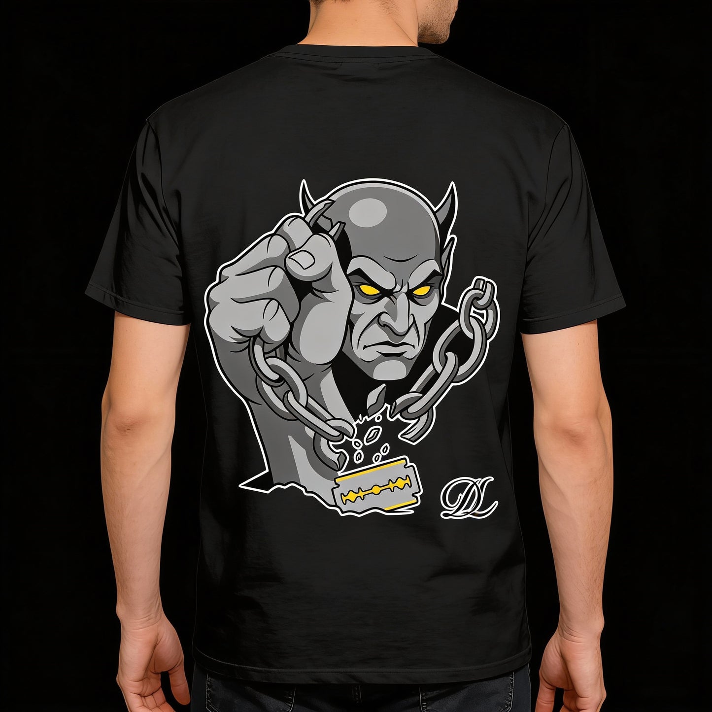 TSHIRT "black" STOP THE DRUGS X DAVIDE LACERENZA davanti e dietro